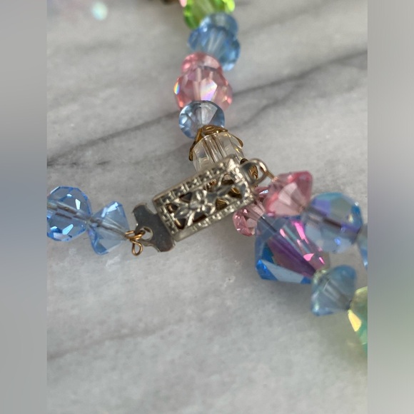 Vintage Crystal Necklace - spring pastel colours - Picture 4 of 5
